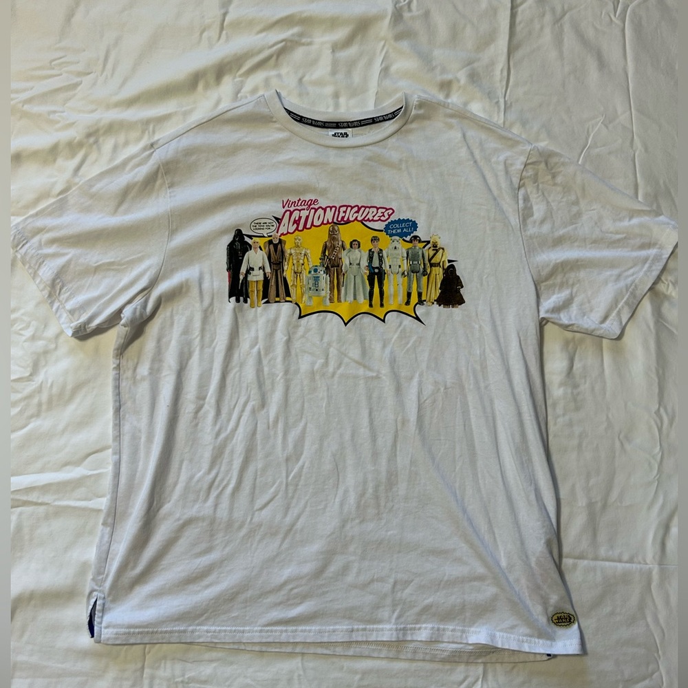 Star Wars 45th Anniversary Vintage Action Figures White T Shirt Mens XL